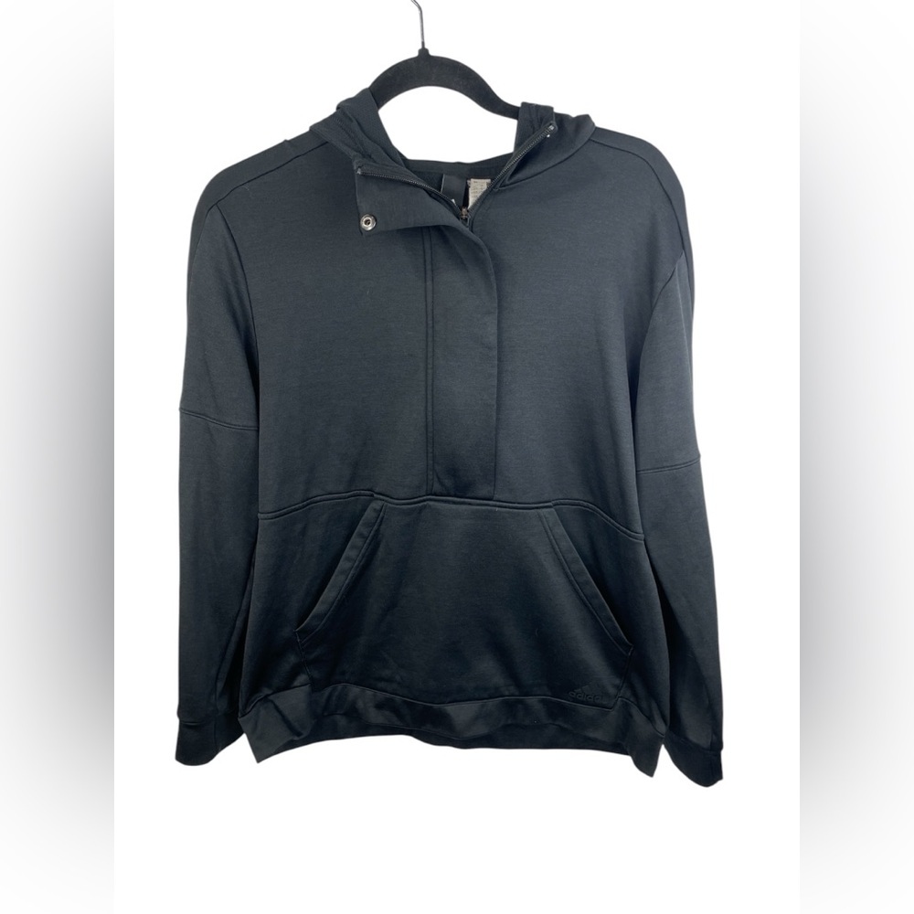 Adidas Climawarm Black Kangaroo Pocket Long Sleeve Hoodie Large Women’s EUC